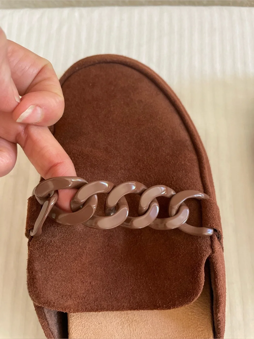 Vionic Rust Brown Suede Chain-Link Slide Mules SZ 9 - Picture 7 of 8